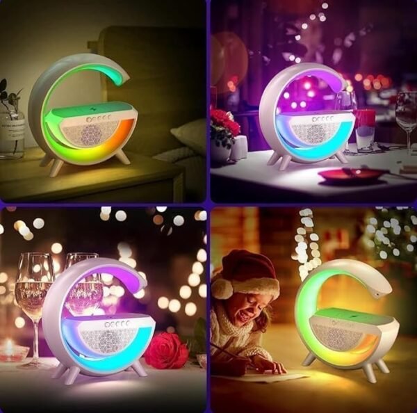 511MzaYws4L RGB Wireless Charging Bluetooth Speaker Lamp – Fast Charger Night Light Music Speaker for Bedroom Desk