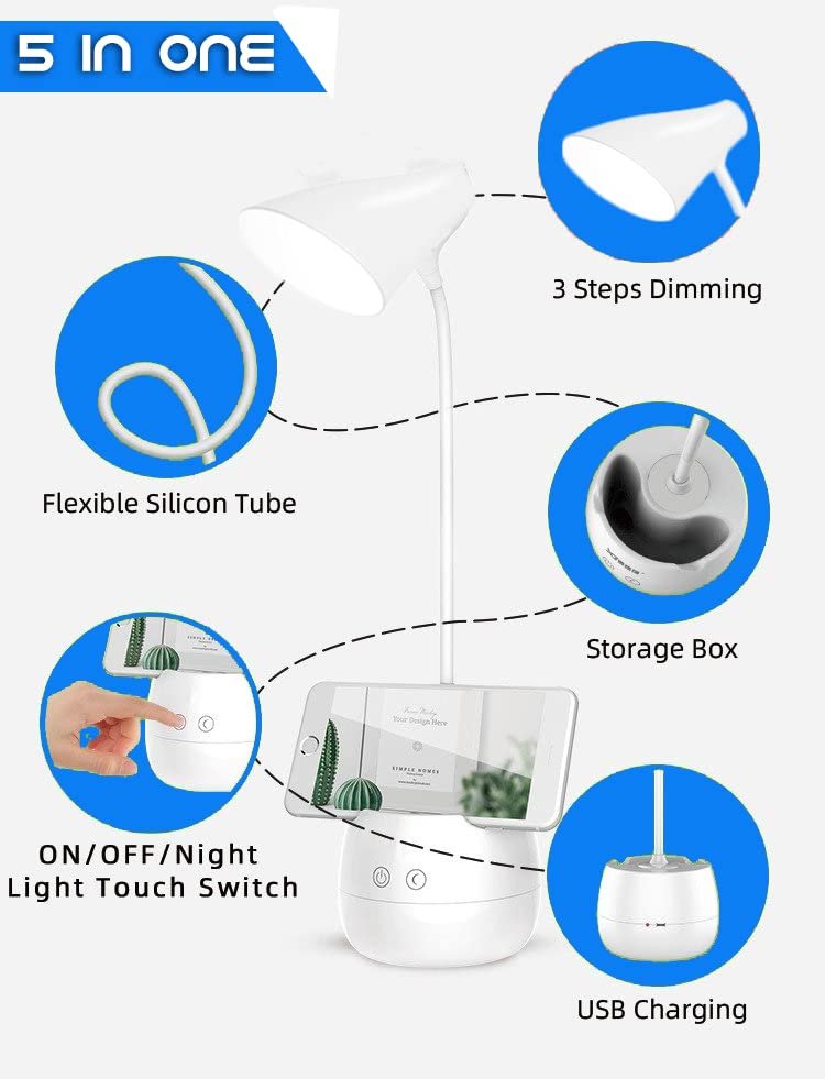 LED Desk Lamp with Pen Holder Modern Study Light for Home & Office - Image 5