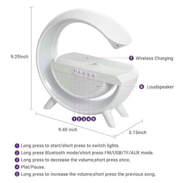 51C4IGcFubL RGB Wireless Charging Bluetooth Speaker Lamp – Fast Charger Night Light Music Speaker for Bedroom Desk