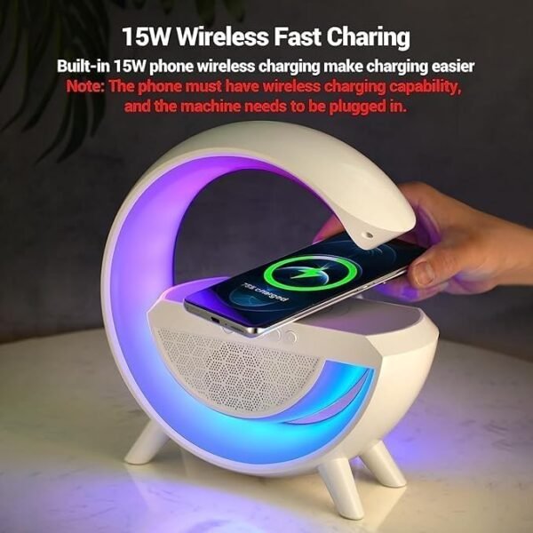 51NbOnQJaaL RGB Wireless Charging Bluetooth Speaker Lamp – Fast Charger Night Light Music Speaker for Bedroom Desk