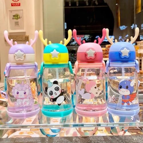 Cute Panda Kids Water Bottle with Straw | Leakproof Cartoon Drinking Bottle for Children - Image 3