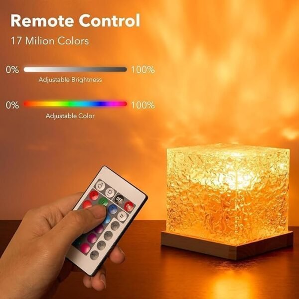 LED Resin Cube Lamp with Remote Control | Color Changing Night Light for Home Decor