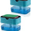Soap Dispenser with Sponge Holder for Kitchen Sink | Leak Proof Liquid Soap Pump Container for Dishwashing & Cleaning