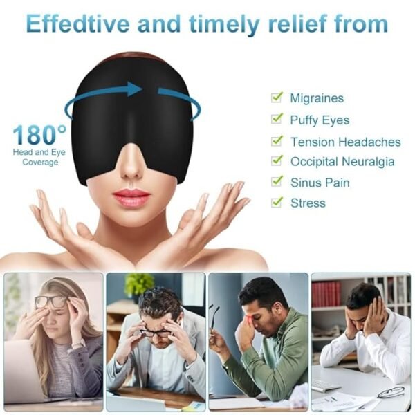 Migraine Relief Cap Reusable Cooling Gel Ice Headache Mask Cold Therapy