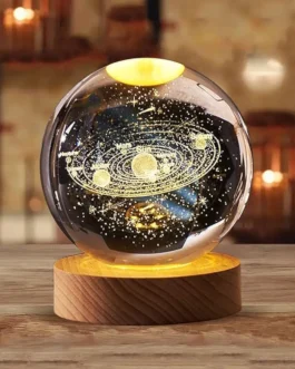 Solar System Crystal Ball Lamp 3D Planet Engraved Night Light LED Glass Galaxy Lamp for Home Decor & Gift
