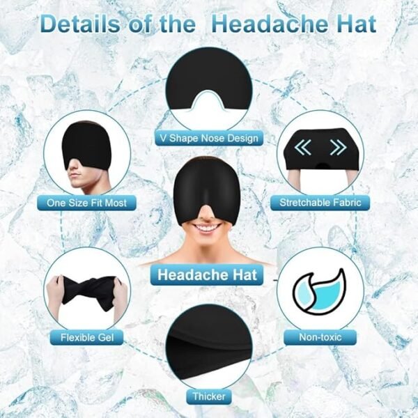 Migraine Relief Cap Reusable Cooling Gel Ice Headache Mask Cold Therapy