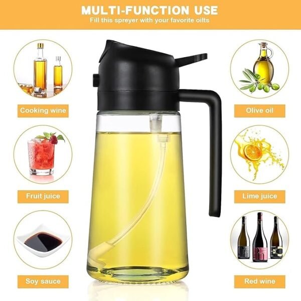 2 in 1 Oil Spray Bottle Dispenser for Kitchen Cooking & Air Fryer