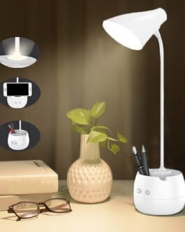 LED Desk Lamp with Pen Holder Modern Study Light for Home & Office