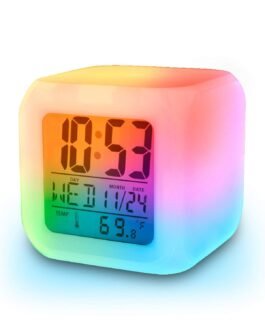 Color Changing Clock – Glowing LED Cube Clock with Temperature