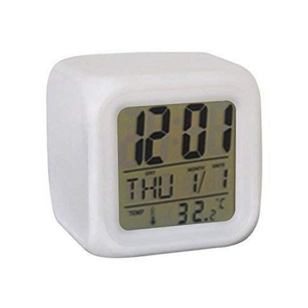 Color changing clock1 Color Changing Clock - Glowing LED Cube Clock with Temperature