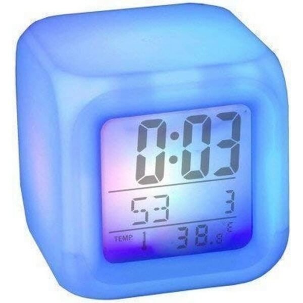 Color changing clock8 Color Changing Clock - Glowing LED Cube Clock with Temperature