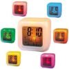 Color changing clock9 Color Changing Clock - Glowing LED Cube Clock with Temperature