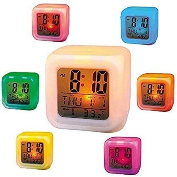 Color changing clock9 Color Changing Clock - Glowing LED Cube Clock with Temperature