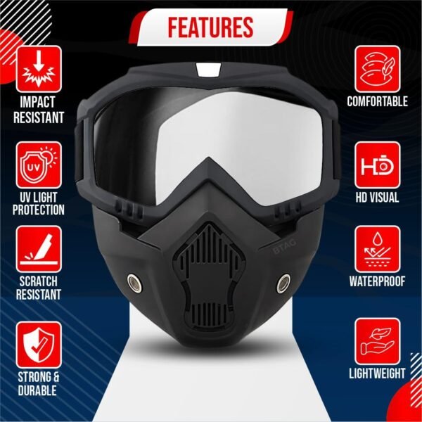 Modular Full Face Bike Mask & Goggles– Windproof 3-in-1 Tactical