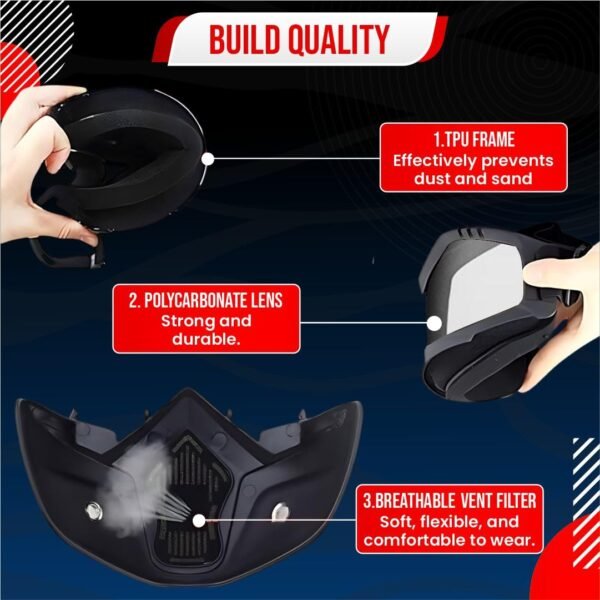 Modular Full Face Bike Mask & Goggles– Windproof 3-in-1 Tactical