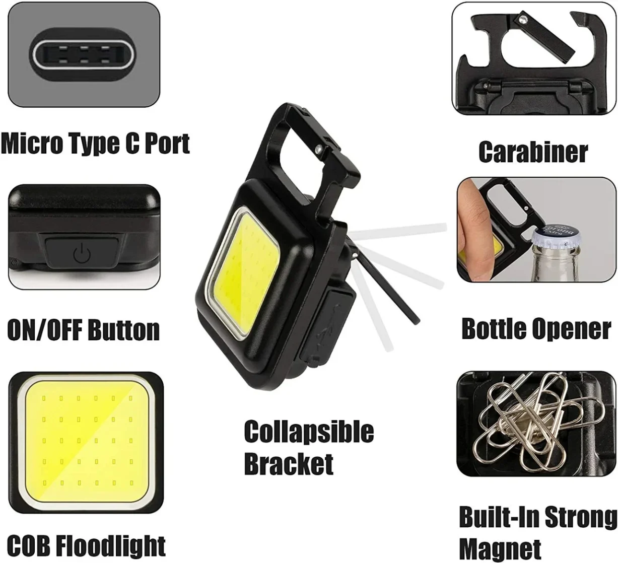 Rechargeable COB Keychain Flashlight