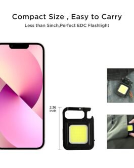 Rechargeable COB Keychain Flashlight with 180° Foldable Stand