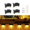 Solar Outdoor LED Fence & Step Lights (4-Pack), Deck light