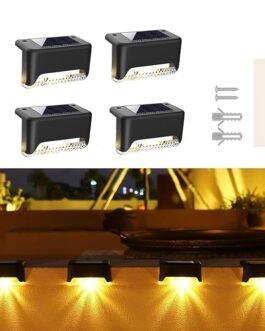Solar Outdoor LED Fence & Step Lights (4-Pack), Deck light