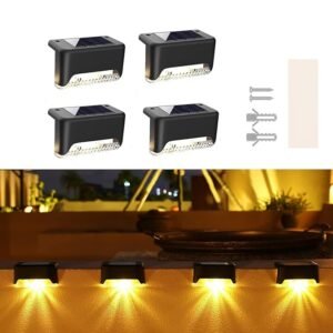 LED Solar Power Outdoor Fence Light for Deck Stair Railing Solar Outdoor LED Fence & Step Lights (4-Pack), Deck light
