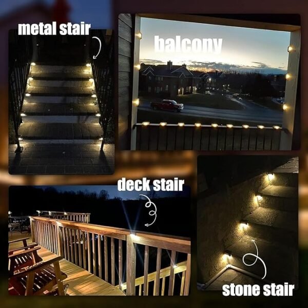 Solar Outdoor LED Fence & Step Lights (4-Pack), Deck light