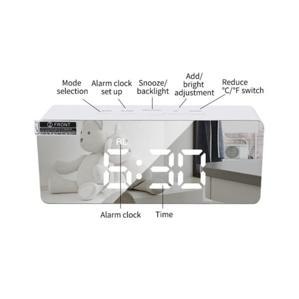 Digital Mirror Clock 2-in-1 LED Alarm & Makeup Mirror Clock
