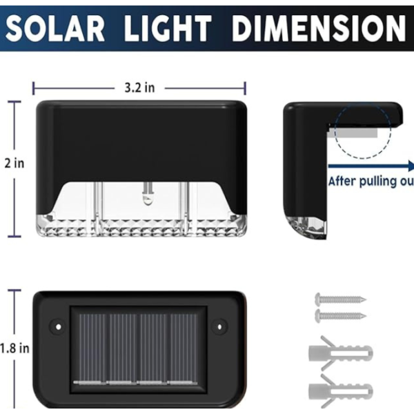 Solar Outdoor LED Fence & Step Lights (4-Pack), Deck light