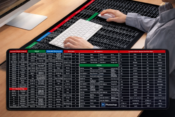 Keyboard Shortcut Desk Mat – Office & Excel Shortcut Mouse Pad for Computer, Coding & Editing Work