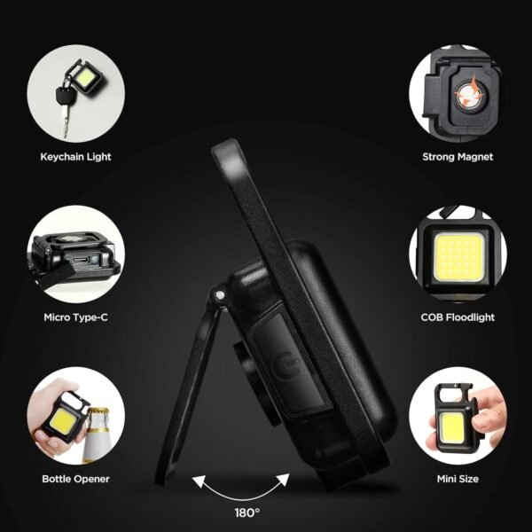 Rechargeable COB Keychain Flashlight